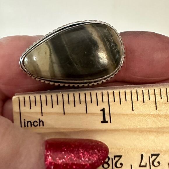 Bumblebee gemstone ring size adjustable silver overlay 925 - Picture 5 of 8